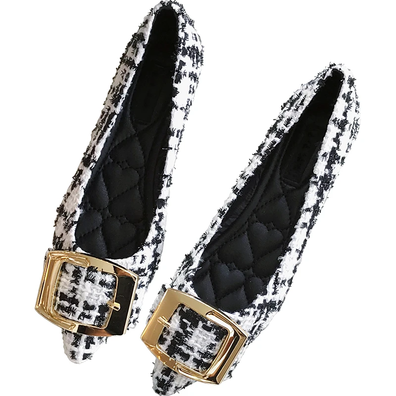 Women's Shoes 2020 Spring New Korean Version Square Buckle Plaid Woolen Peas Shoes Soft Bottom Flat Heel Shoes Check Style 33-45
Women's Shoes 2020 Spring New Korean Version Square Buckle Plaid Woolen Peas Shoes Soft Bottom Flat Heel Shoes Check Style 33-45