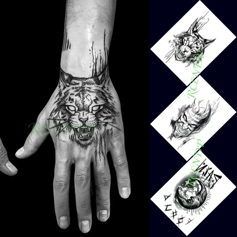 Waterproof Temporary Tattoo Sticker Tiger Head Moon Clown Letter Stickers In Hand Flash Tatto Fake Tatoo for Men Women 3pcs
Waterproof Temporary Tattoo Sticker Tiger Head Moon Clown Letter Stickers In Hand Flash Tatto Fake Tatoo for Men Women 3pcs