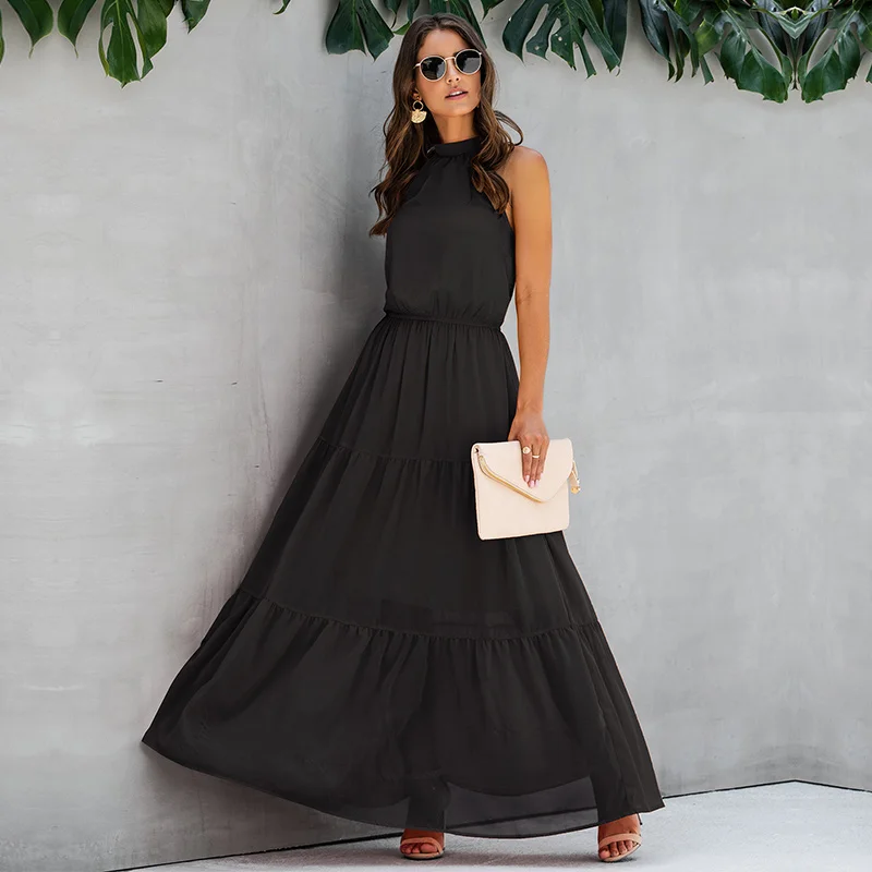 New 2021 Women's Summer Fashion Halter Pure Color Dress Elegant Style Ladies Swing Dress
New 2021 Women's Summer Fashion Halter Pure Color Dress Elegant Style Ladies Swing Dress