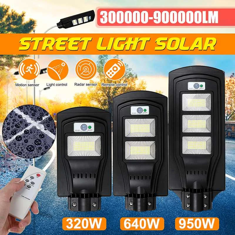 950W 640W 320W New Solar Motion Sensor Light Solar Street Light Led Solar Lamp Outdoor Lighting Waterproof Garden Light
950W 640W 320W New Solar Motion Sensor Light Solar Street Light Led Solar Lamp Outdoor Lighting Waterproof Garden Light