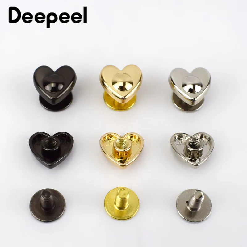 

10/20pcs 8x8mm Heart Rivets Screw For Bag Hardware Handbag Decorative Studs Nail Rivet Metal Buckles Snap Hook Leather Craft