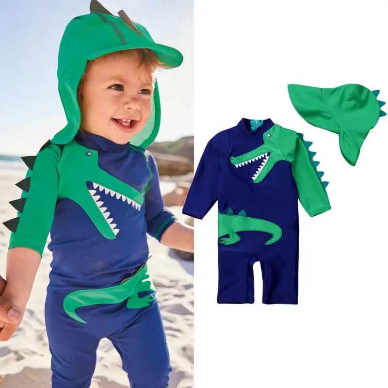2020 детский летний пляжный купальник с динозавром для маленьких мальчиков
