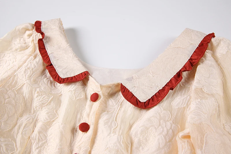 SHENGPLLAE Jacquard Dress Women's Spring 2021 New Gentle Retro Lapel Single Breasted Waist Long Sleeve Mid-calf Dresses 5A1128
SHENGPLLAE Jacquard Dress Women's Spring 2021 New Gentle Retro Lapel Single Breasted Waist Long Sleeve Mid-calf Dresses 5A1128