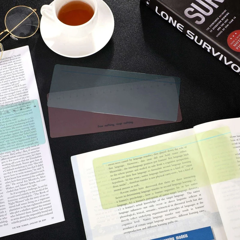 16 Pieces Guided Reading Strips Highlight Strips Colored Overlays Bookmark Plastic Read Strips with Scale and Line
16 Pieces Guided Reading Strips Highlight Strips Colored Overlays Bookmark Plastic Read Strips with Scale and Line