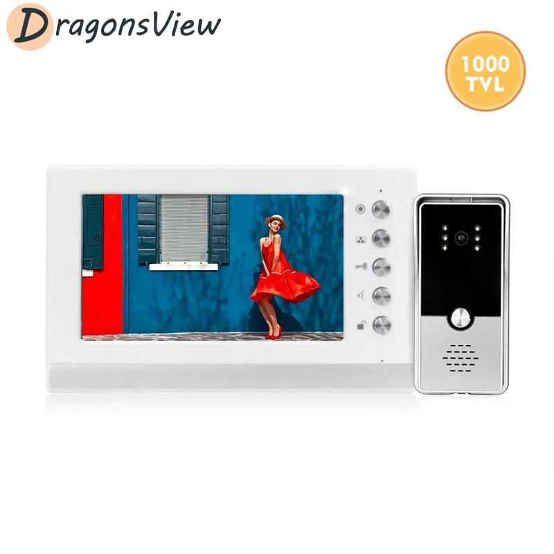 Видеодомофон Dragonsview с замком монитор 7 дюймов ИК-камера 1000TVL видеодомофон система