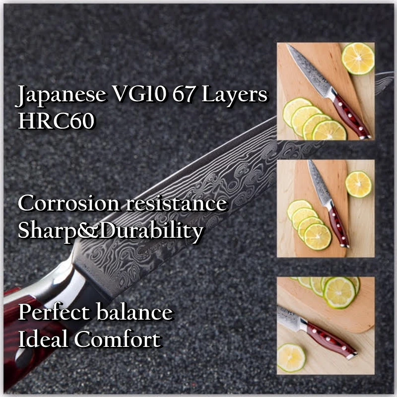 GRANDSHARP 5 Inch Utility Knife 67 Layers Japanese Damascus Stainless Steel VG-10 Cooking Tools Chef Kitchen Knife Damascus
GRANDSHARP 5 Inch Utility Knife 67 Layers Japanese Damascus Stainless Steel VG-10 Cooking Tools Chef Kitchen Knife Damascus