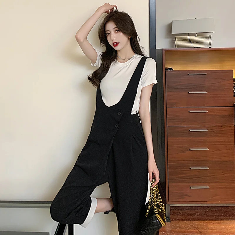 Korejepo Women 2 Piece Set 2021 Summer New High-waist Design Wide-leg Pants Color Contrast Overalls Bottoming Shirt Fashion Suit
Korejepo Women 2 Piece Set 2021 Summer New High-waist Design Wide-leg Pants Color Contrast Overalls Bottoming Shirt Fashion Suit