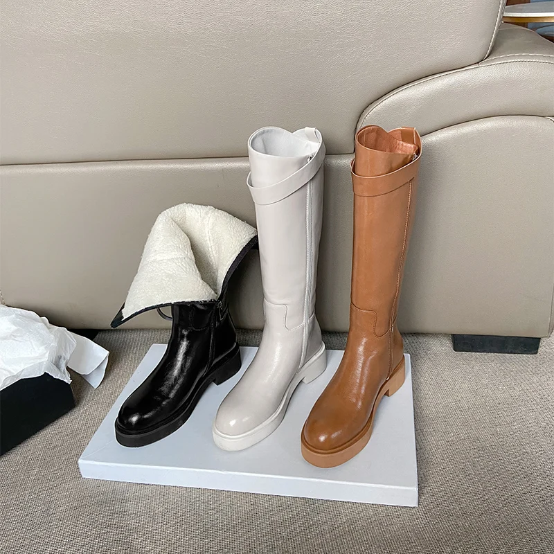 QZYERAI Russia Winter Genuine Leather Women Wool Fur Warm Snow Boots Knee-High Platform Beige Fashion Motorcycle Boots Shoes
QZYERAI Russia Winter Genuine Leather Women Wool Fur Warm Snow Boots Knee-High Platform Beige Fashion Motorcycle Boots Shoes