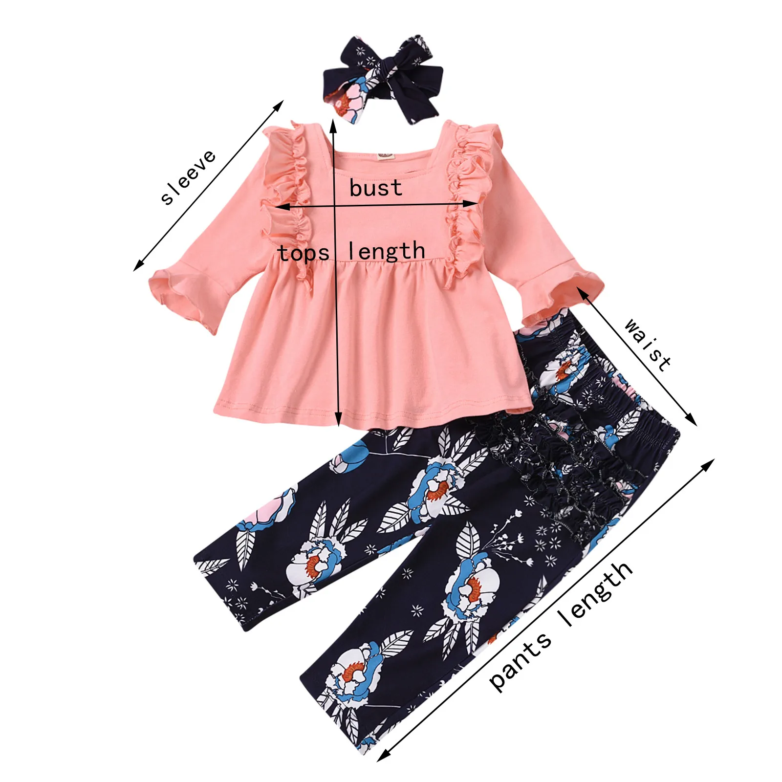 3pcs Baby Kids Girl Casual Clothing Sets Autumn Long Sleeve Ruffles Solid T-shirt Tops Print Pants With Headband Sets Outfits 21 
3pcs Baby Kids Girl Casual Clothing Sets Autumn Long Sleeve Ruffles Solid T-shirt Tops Print Pants With Headband Sets Outfits 21