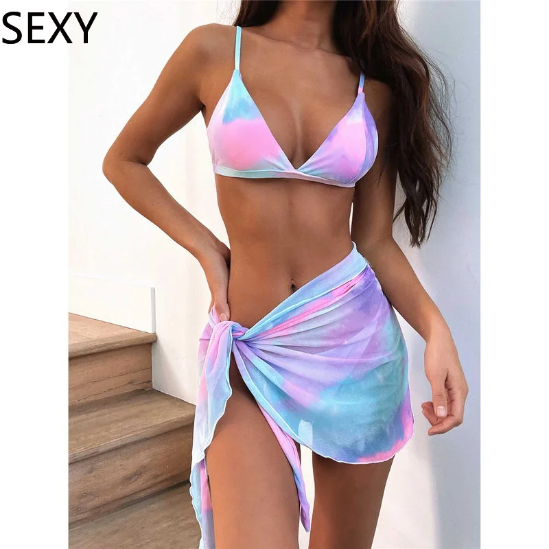 New Sexy Tie Dye With Sarong Bikini Female Swimsuit Women Swimwear Three-pieces Bikini set Bather Bathing Suit Swim Lady
New Sexy Tie Dye With Sarong Bikini Female Swimsuit Women Swimwear Three-pieces Bikini set Bather Bathing Suit Swim Lady