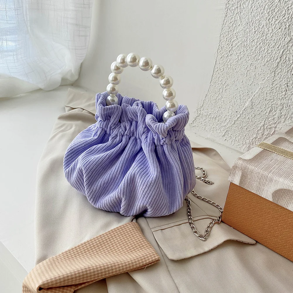 Fashion Women Pearl Chain Mini Shoulder Bag Portable Female Corduroy Small Bucket Handbag Ladies Solidl Color Crossbody Purse
Fashion Women Pearl Chain Mini Shoulder Bag Portable Female Corduroy Small Bucket Handbag Ladies Solidl Color Crossbody Purse