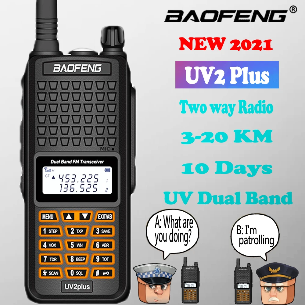 2021 Baofeng new walkie-talkie long distance 20km Baofeng UV2plus cb ham radio HF transceiver UHF VHF radio Better than UV5R-8W
2021 Baofeng new walkie-talkie long distance 20km Baofeng UV2plus cb ham radio HF transceiver UHF VHF radio Better than UV5R-8W