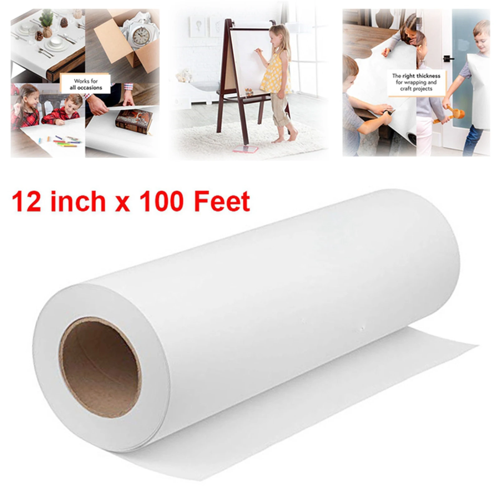 Фото 30 метров белая крафт бумага широкоформатный рулон для упаковки - купить
