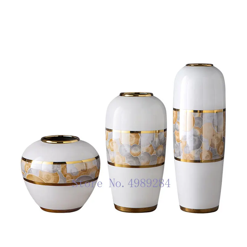 CREATIVITY CERAMIC VASE PORCELAIN GOLDEN CRAFTS FLOWER VASE FLOWER ARRANGEMENT HYDROPONICS ACCESSORIES MODERN HOME DECORATION