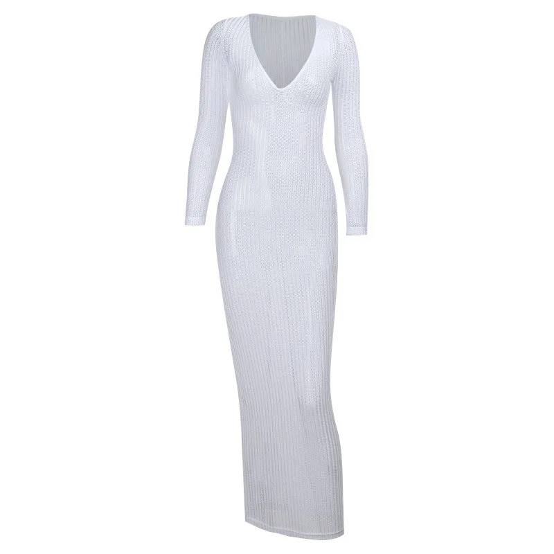 Sexy Female Long Skirt Summer Beach New Deep V Sexy See-through Bag Hip Dress
Sexy Female Long Skirt Summer Beach New Deep V Sexy See-through Bag Hip Dress