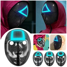 2021 Glowing Squid Game Mask Halloween Dress up Squid Game Role-Playing Mask Masquerade Props Halloween Accessories