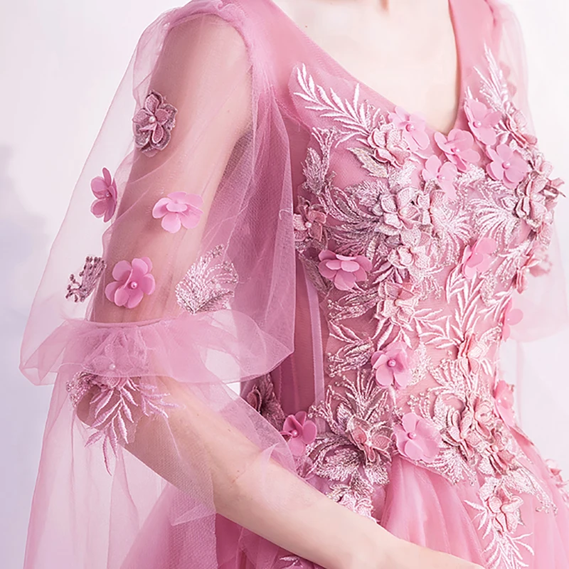Pink Luxury Evening Dress Illuison Lace Tulle Embroidery Pearls V-Neck Ball Gown Floor-Length Elegant Women Formal Dresses TS112
Pink Luxury Evening Dress Illuison Lace Tulle Embroidery Pearls V-Neck Ball Gown Floor-Length Elegant Women Formal Dresses TS112