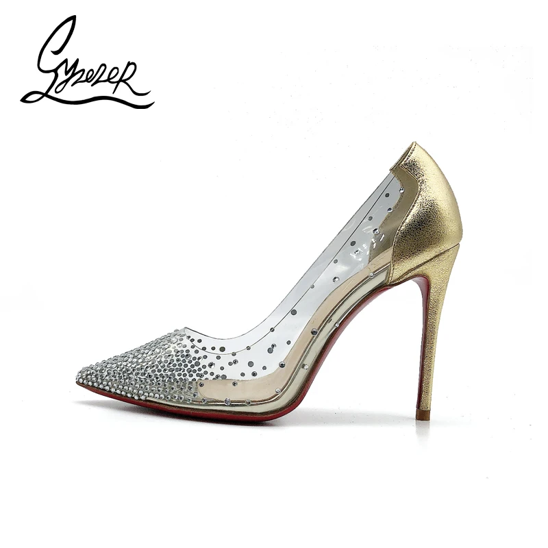 Yuerui Sexy Burst Crack Ladies Temperament Single Shoes Golden Pointed Shallow Mouth Stiletto Transparent Rhinestone High Heels 
Yuerui Sexy Burst Crack Ladies Temperament Single Shoes Golden Pointed Shallow Mouth Stiletto Transparent Rhinestone High Heels