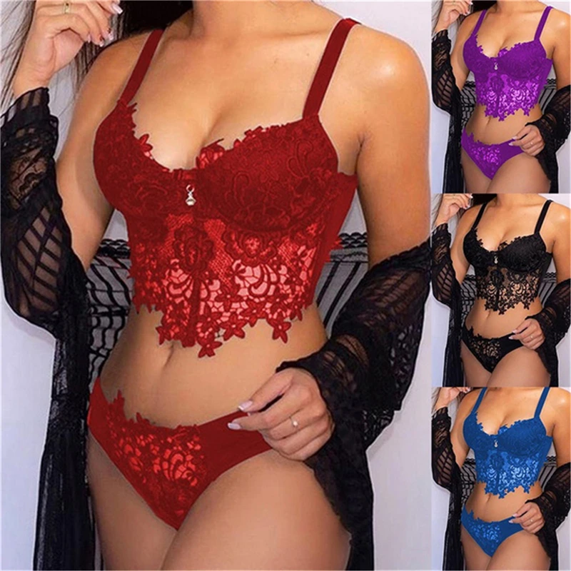 Sexy Underwear Set 2Pcs Women Transparent Lace Babydoll Bra Floral G-String Underwear Set Nightwear Bra And Panty Sets
Sexy Underwear Set 2Pcs Women Transparent Lace Babydoll Bra Floral G-String Underwear Set Nightwear Bra And Panty Sets