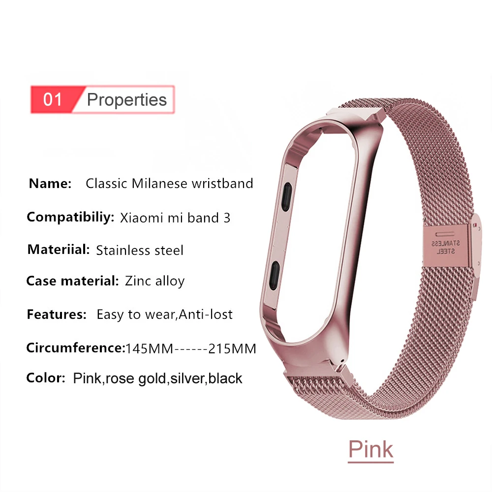 Роскошный ремешок для Xiaomi Mi Band 6 5 4 3 металлический розового цвета: золотистый