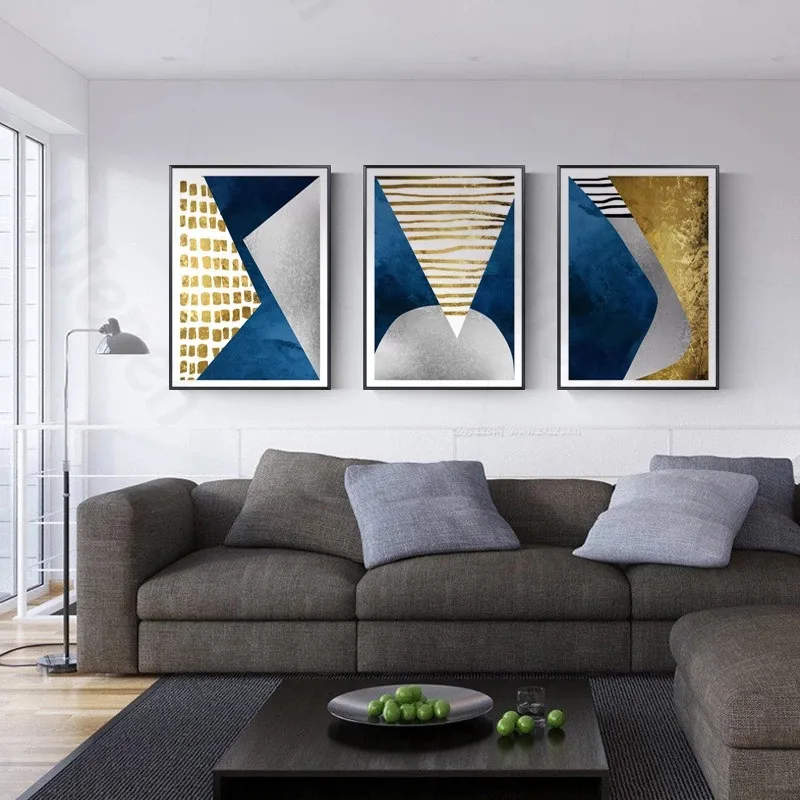 Modern Abstract Blue Gold Decor Painting Geometric Graphic Canvas Poster Art Wall Picture for Living Room Corridor Porch Mural
Modern Abstract Blue Gold Decor Painting Geometric Graphic Canvas Poster Art Wall Picture for Living Room Corridor Porch Mural