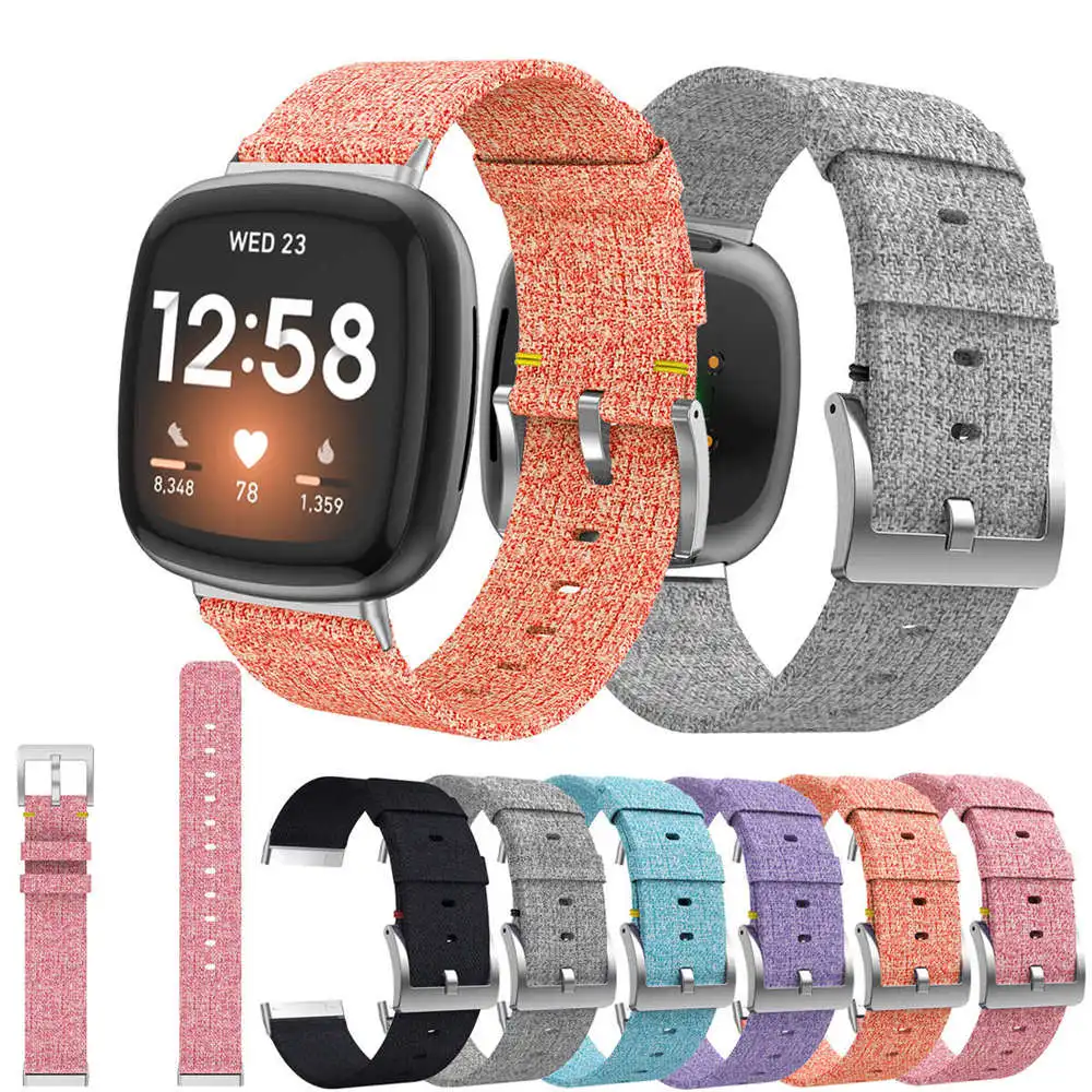 

Denim Nylon Smart WatchBand For Fitbit Versa 3 / Sense Smartwatch Wristband WristStrap Replacement watchstrap Band Bracelet belt