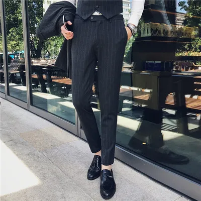 Men's business striped casual trousers business boys small trousers men suit pants
Men's business striped casual trousers business boys small trousers men suit pants