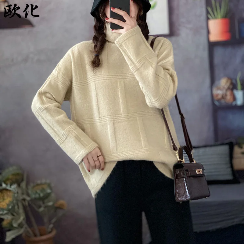 Plus Size Turtleneck Women Sweater 2020 Autumn Winter Fashion Thicken Warm Pullover Woman Vintage Oversize Knitting Wool Sweater
Plus Size Turtleneck Women Sweater 2020 Autumn Winter Fashion Thicken Warm Pullover Woman Vintage Oversize Knitting Wool Sweater