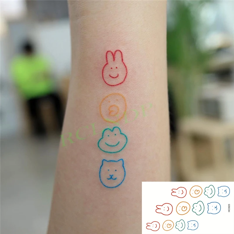 Waterproof Temporary Tattoo Sticker Cute Colorful Cartoon Bear Flash Tatoo Fake Tatto Body Art for Woman Men | Красота и здоровье