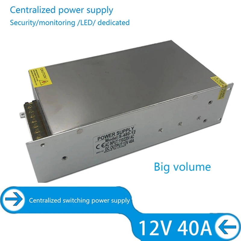 12V 40A LED Power Adapter Transformer Power Supply Switch AC220V to DC12V LED Strip Switch Driver for CCTV LED Strip
12V 40A LED Power Adapter Transformer Power Supply Switch AC220V to DC12V LED Strip Switch Driver for CCTV LED Strip