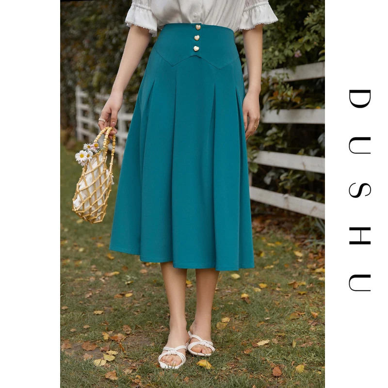 DUSHU Plus Size Office Lady Women's Retro Blue Skirt Women's Summer 2021 New Mid-length High Waist Loose Casual A-line Skirt
DUSHU Plus Size Office Lady Women's Retro Blue Skirt Women's Summer 2021 New Mid-length High Waist Loose Casual A-line Skirt