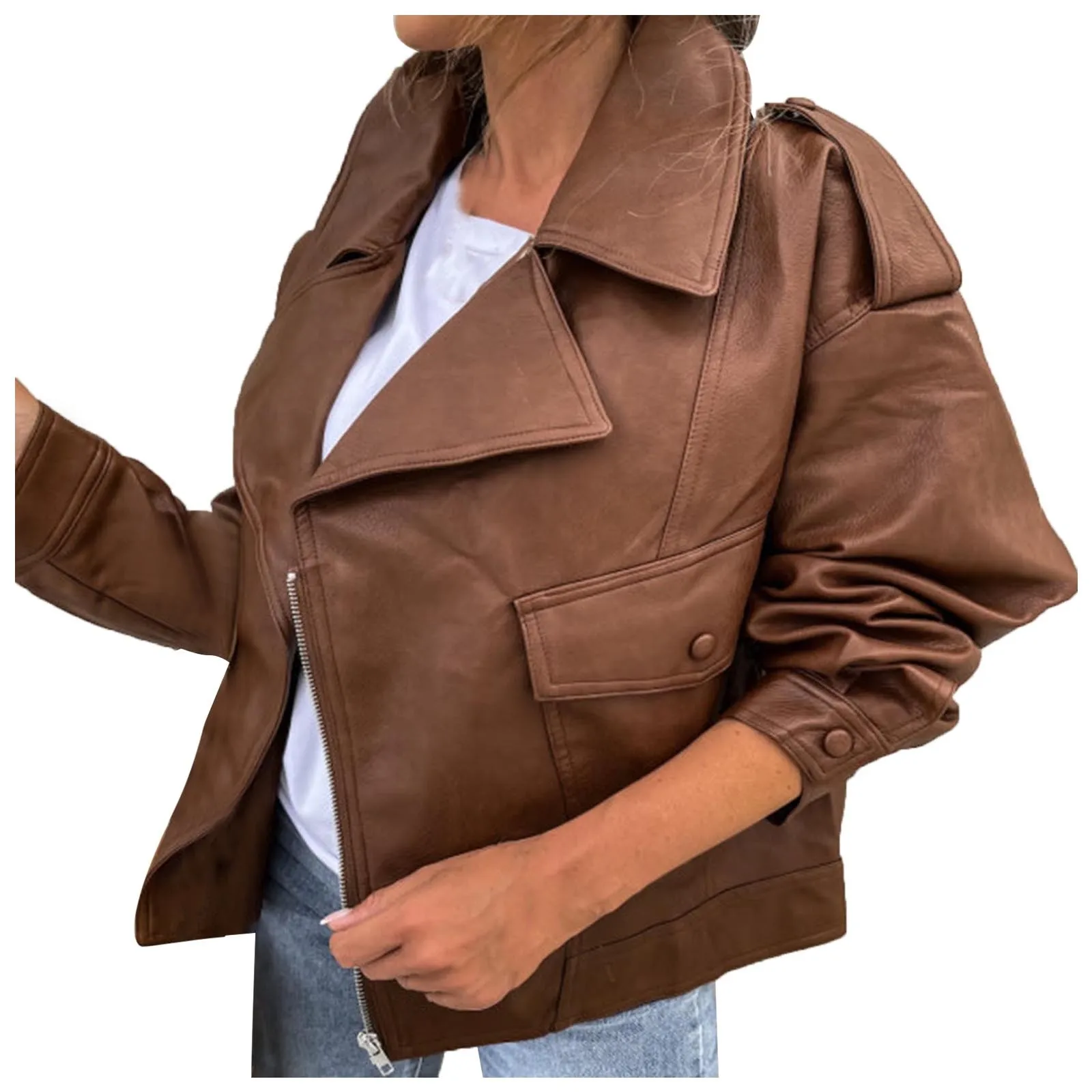 Color Coat Casual Womens Lapel Leather Jacket Solid Long Sleeve Women's Coat Coat
Color Coat Casual Womens Lapel Leather Jacket Solid Long Sleeve Women's Coat Coat