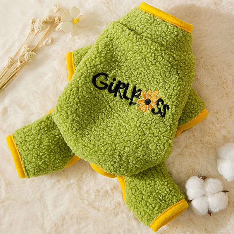 Winter Dog Clothes Cute Dogs Flower Embroidery Jumpsuits Chihuahua Fleece Four Legged Costume Pet Warm Coat For French Bulldog
Winter Dog Clothes Cute Dogs Flower Embroidery Jumpsuits Chihuahua Fleece Four Legged Costume Pet Warm Coat For French Bulldog