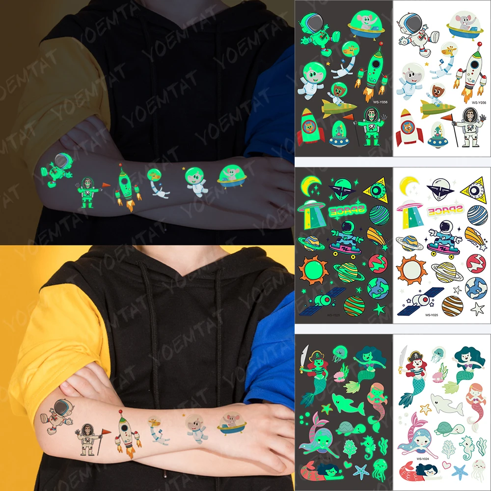 Waterproof Temporary Tattoo Sticker Universe Rocket Mouse Astronaut Luminous Child Animal Tatoo Body Art Luminous Fake Tatto
Waterproof Temporary Tattoo Sticker Universe Rocket Mouse Astronaut Luminous Child Animal Tatoo Body Art Luminous Fake Tatto
