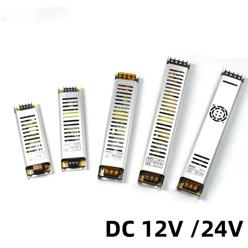 Ультратонкий Светодиодный источник питания DC12V24V трансформатор освещения AC 190 240