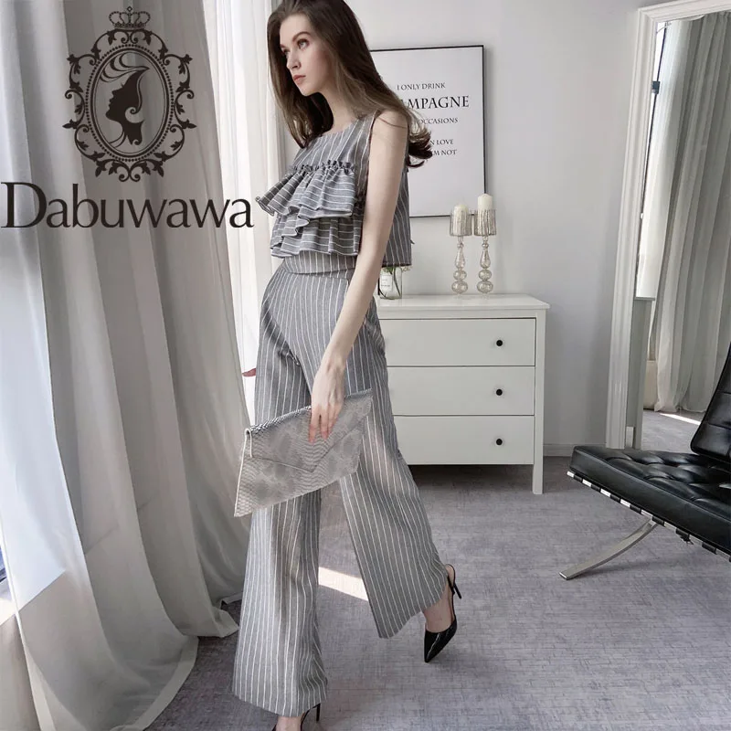 Dabuwawa Ruffle Front Striped Top Shirts And Wide Leg Pants Women Elegant Sleeveless Two Pieces Set Office Lady DT1BSA005
Dabuwawa Ruffle Front Striped Top Shirts And Wide Leg Pants Women Elegant Sleeveless Two Pieces Set Office Lady DT1BSA005