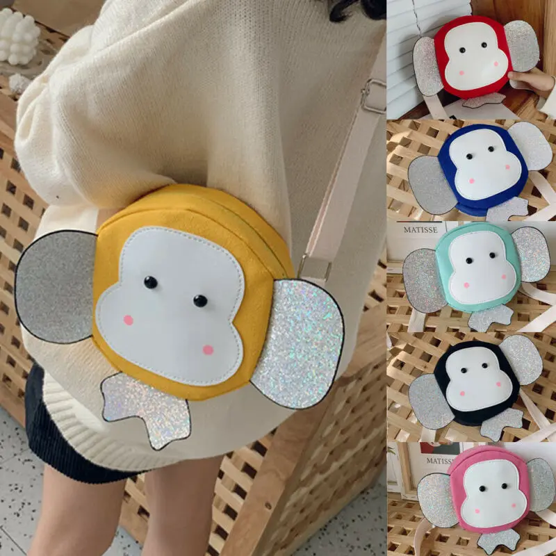 Girls Cartoon Monkey PU Leather Coin Purses Shoulder Bag Messenger Crossbody Handbag Baby Kids Mini Purse | Багаж и сумки