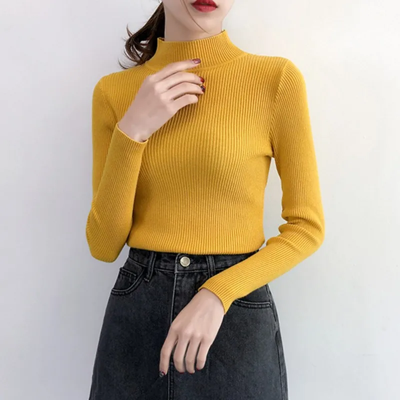Women Long Sleeve Casual Sweater New Arrival 2021 Autumn Korean Style Half High Collar Ladies Slim Knitted Pullovers T005
Women Long Sleeve Casual Sweater New Arrival 2021 Autumn Korean Style Half High Collar Ladies Slim Knitted Pullovers T005