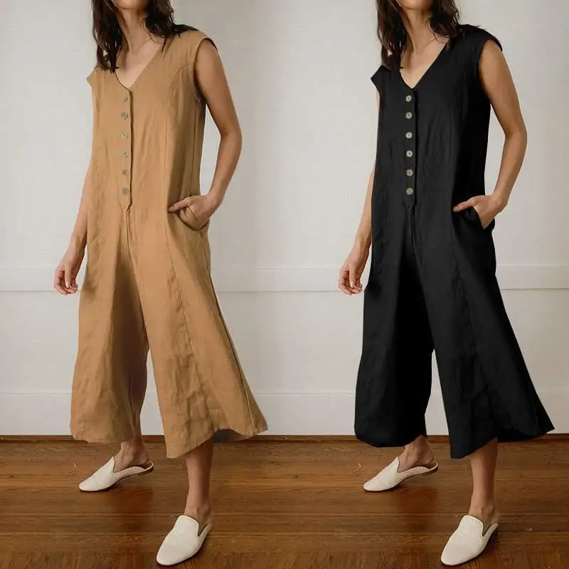 FNOCE Cross-border Foreign Trade Women's summer Temperament Cotton One-piece Pants Mid-waist Casual Fashion Wide-leg Trousers
FNOCE Cross-border Foreign Trade Women's summer Temperament Cotton One-piece Pants Mid-waist Casual Fashion Wide-leg Trousers