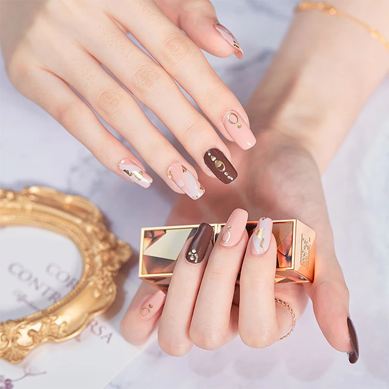 20 Tips/Pc Coffee Powder Mixed Color Korean Full Cover Nail Stickers Bronzing Rhinestone Nail Art Decoration 3D Decals Manicure
20 Tips/Pc Coffee Powder Mixed Color Korean Full Cover Nail Stickers Bronzing Rhinestone Nail Art Decoration 3D Decals Manicure