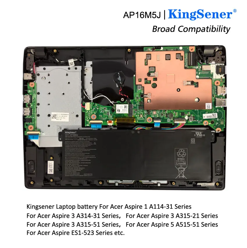 Kingsener AP16M5J Laptop Battery for Acer Aspire 1 A114-31 for Aspire 3 A315-21 A315-51 A515-51 A315 KT.00205.004 7.7V 4810mAh
Kingsener AP16M5J Laptop Battery for Acer Aspire 1 A114-31 for Aspire 3 A315-21 A315-51 A515-51 A315 KT.00205.004 7.7V 4810mAh
