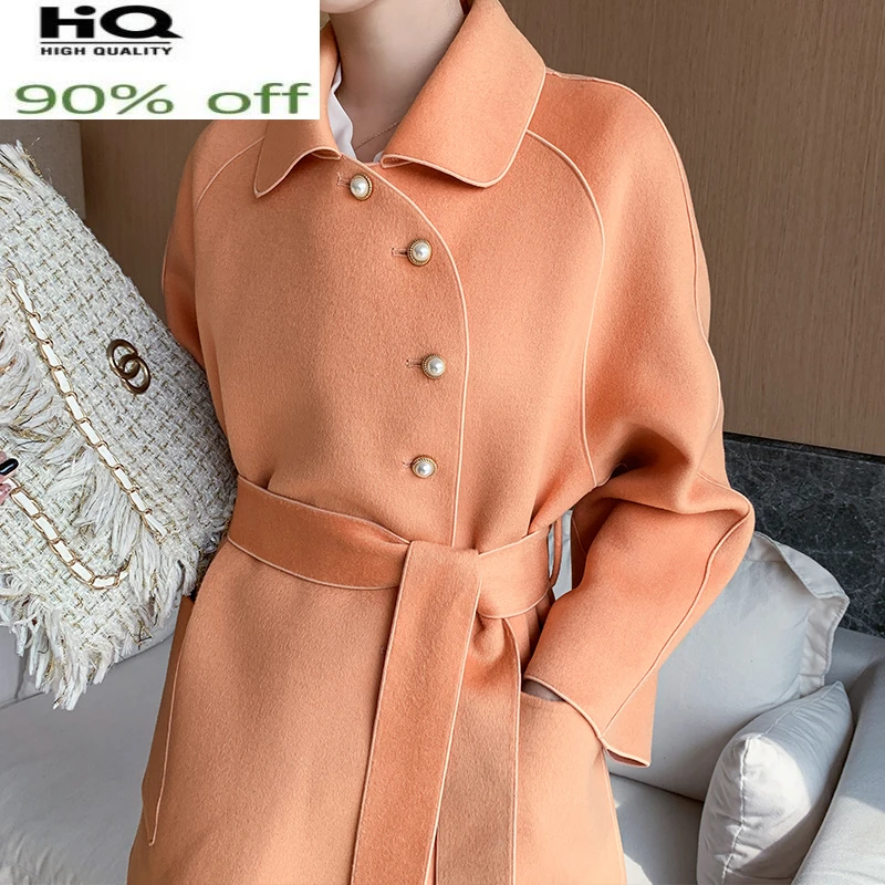 Autumn Winter Coat Women 100% Wool Coat Female Long Jackets Korean Spring Elegant Woolen Jacket Black Belt Overcoat 1992 
Autumn Winter Coat Women 100% Wool Coat Female Long Jackets Korean Spring Elegant Woolen Jacket Black Belt Overcoat 1992