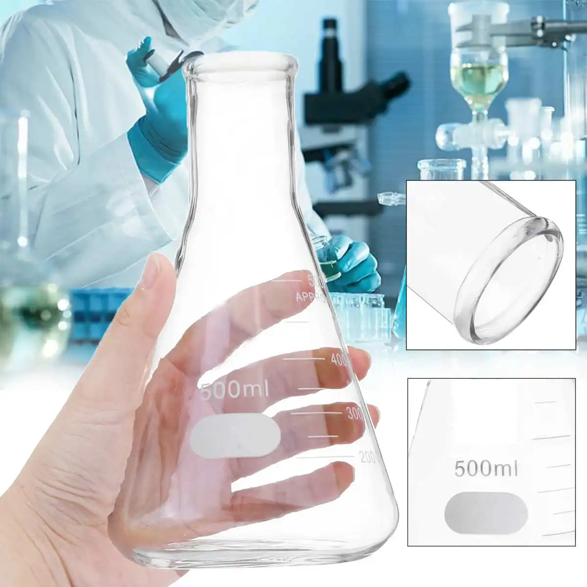 1Pcs 50-500ml Straight Small Mouth Glass erlenmeyer flask conical flask bottle Triangle Flask for Laboratory
1Pcs 50-500ml Straight Small Mouth Glass erlenmeyer flask conical flask bottle Triangle Flask for Laboratory