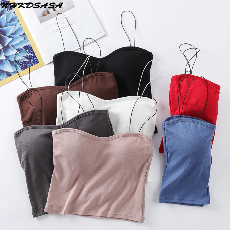 NHKDSASA Women's Tube Ttop 2021 Summer Sleeveless Vest Cami Tank Tops Solid Color Spaghetti Strap Casual Chest Pad T-shirts Cami
NHKDSASA Women's Tube Ttop 2021 Summer Sleeveless Vest Cami Tank Tops Solid Color Spaghetti Strap Casual Chest Pad T-shirts Cami