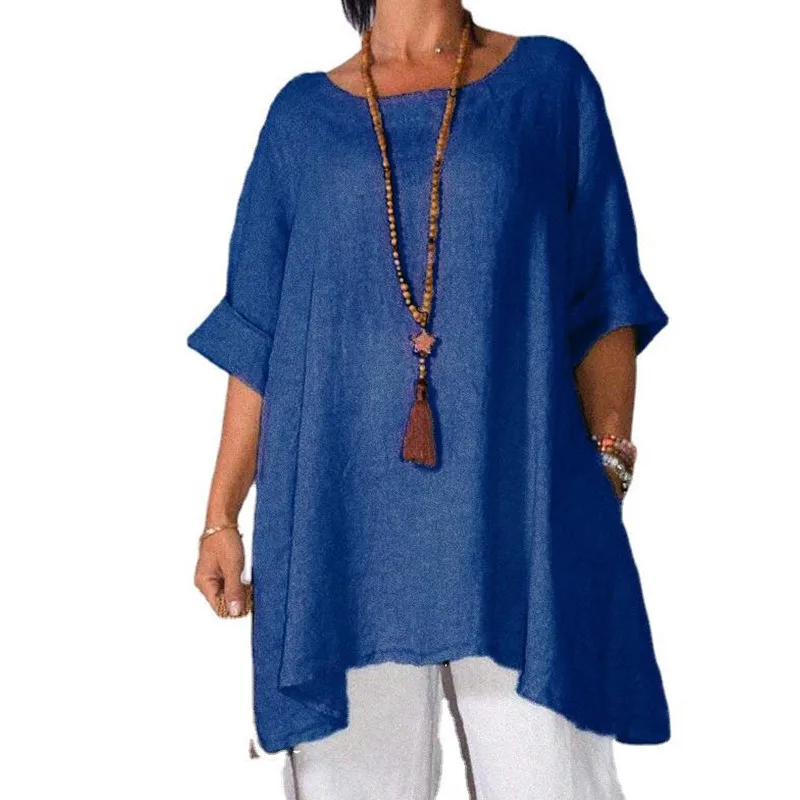 Casual Irregular Long Blouse Women 2021 Summer Pullover Short-Sleeved Round Neck Loose Large Size Solid Color Shirt Top Femme
Casual Irregular Long Blouse Women 2021 Summer Pullover Short-Sleeved Round Neck Loose Large Size Solid Color Shirt Top Femme