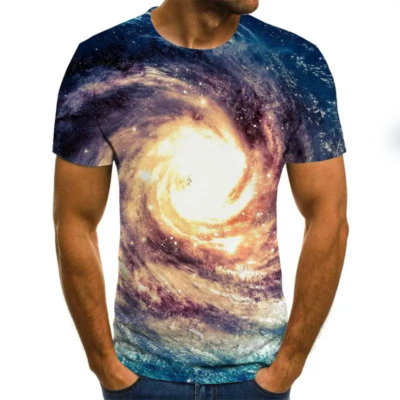 Galaxy space pattern printing 3D T-shirt casual summer style fashion short-sleeved men's shirt art street cloth | Мужская одежда