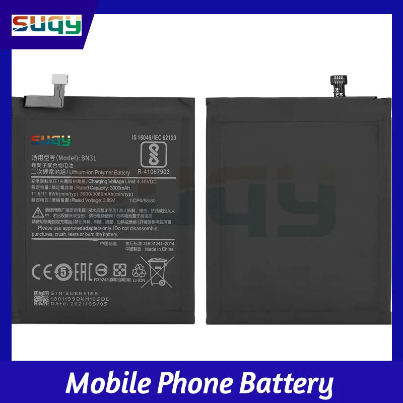 BN31 3080mAh Battery for xiaomi Mi 5X A1 Bateria for Redmi S2 Note 5A Y2 Battery Replacement Batterie for xiaomi A1 S2 Batteria 
BN31 3080mAh Battery for xiaomi Mi 5X A1 Bateria for Redmi S2 Note 5A Y2 Battery Replacement Batterie for xiaomi A1 S2 Batteria