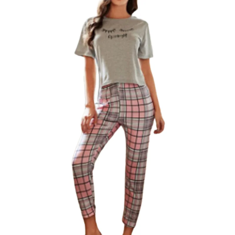 Womens Short Sleeve Crew Neck Shirt Long Pant Sleepwear Nightwear Loungewear Set
Womens Short Sleeve Crew Neck Shirt Long Pant Sleepwear Nightwear Loungewear Set