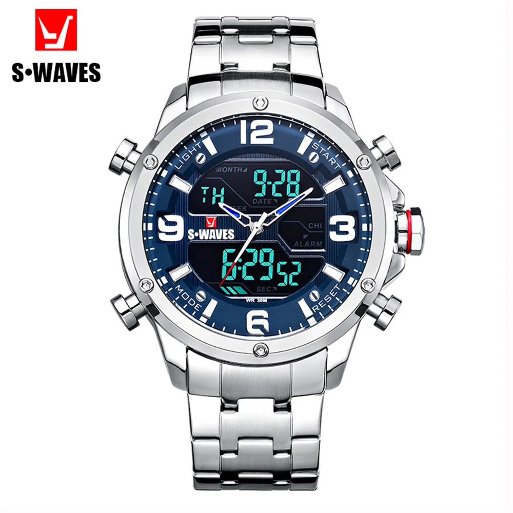 SWAVES Relojes Hombre 2019 Waterproof Military Watch Men Dual Display Luxury Stainless Steel Quartz Fashion Big Wristwatch Mens
SWAVES Relojes Hombre 2019 Waterproof Military Watch Men Dual Display Luxury Stainless Steel Quartz Fashion Big Wristwatch Mens