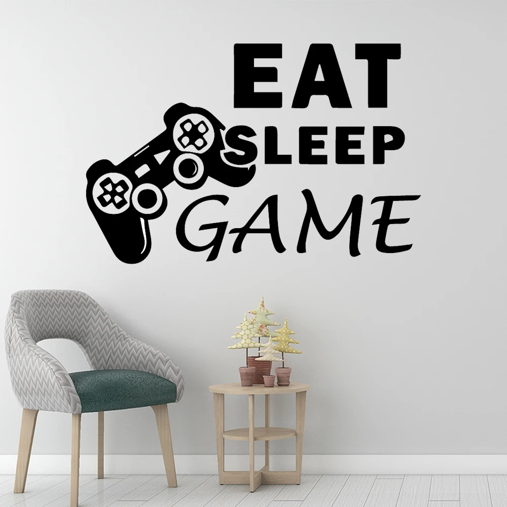 Милый настенный игровой стикер Eat Sleep съемные настенные наклейки Diy обои для
